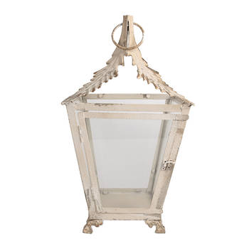 Clayre & Eef Lantaarn 26x26x47 cm Beige IJzer Glas Beige