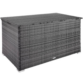 tectake® - Kussenbox Oslo - opbergbox - tuinkussenbox - Grijs - 145x82,5x79,5cm