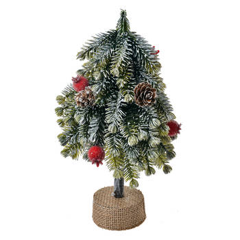 Clayre & Eef Kerstdecoratie Kerstboom 12x12x24 cm Groen Kunststof Groen