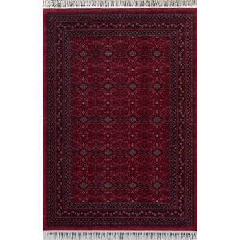 Vintage vloerkleed By Beppe rood met franjes - Interieur05