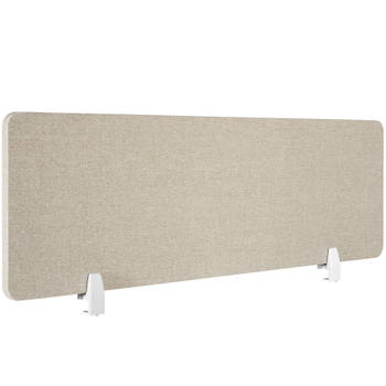 tectake® - Bureauscherm scheidingswand Noisy -130 x 40 cm - beige - Met geluidsabsorberende PET-kern