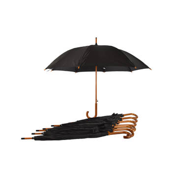 Bundel van 8: Modieuze zwarte paraplu's - Automatisch openend - Polyester - Stormparaplu - Diameter - 102cm