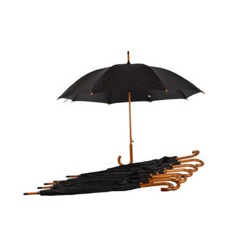Trots op negenvoudige bescherming tegen regen: Krachtige Automatische Zwarte Paraplu's - Set van 9 - Polyester