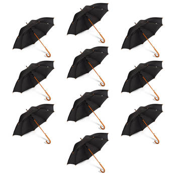 Tienvoudige bescherming: Zwarte Automatische Paraplu's - Set van 10 - Diameter: 102cm - Polyester - Opvouwbaar