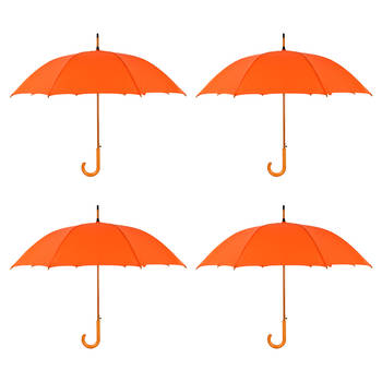 Betrouwbare bescherming: 4 Automatische Oranje Paraplu's (Hoogwaardig Polyester) - Set van 4