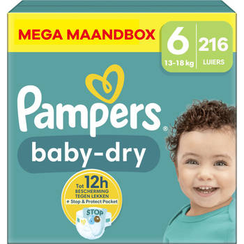 Pampers - Baby Dry - Maat 6 - Mega Maandbox- 216 luiers - 13/18 KG