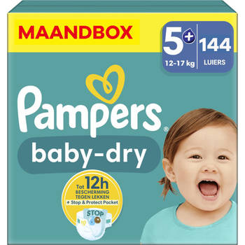 Pampers - Baby Dry - Maat 5+ - Maandbox - 144 stuks - 12/17 KG