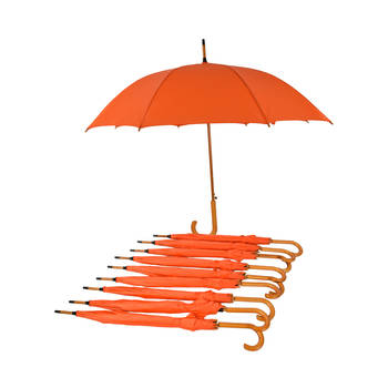 Tienvoudig stijlvol: Set van 10 prachtige oranje automatische stormparaplu's - diameter 102 cm - Polyester, Oranje,