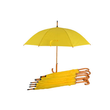Negen Stuks Grote Gele Paraplu's: Stijlvol, Automatisch, Polyester - Opvouwbaar - 102cm Diameter.