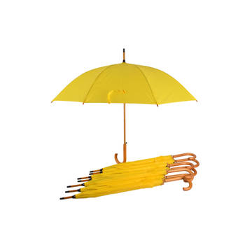 8x Stijlvolle Paraplu Prachtige Automatische paraplu Polyester Geel Stormparaplu Grote paraplu