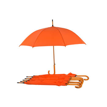 Klassevol Regenweer: 6x Automatische Oranje Paraplu's van Robuust Polyester - Diameter: 102cm - Grote Opvouwbare