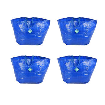 Vang harten met jouw tas creaties 4 Blauwe Plastic Opvouwbare Boodschappentassen 37cm x 40cm x 41cm Ontketen je