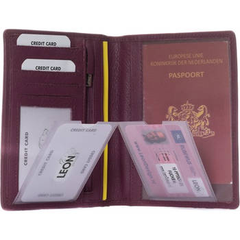 Paspoort hoesje - Klein - Leer - Fuchsia