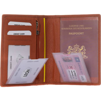 Paspoort hoesje - Klein - Leer - Oranje