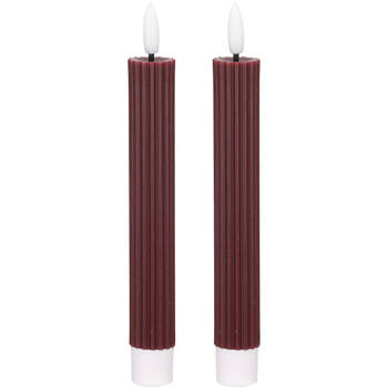 Blokker LED dinerkaars ribbel S/2 - 2,2X15,5cm - ruby red