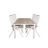 Llama tuinmeubelset tafel 100x205cm en 6 stoel 5posalu Albany wit, grijs, crèmekleur.