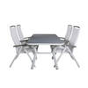 Virya tuinmeubelset tafel 90x160cm en 4 stoel 5posalu Albany wit, grijs.