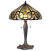 LumiLamp Tiffany Tafellamp Ø 41x61 cm Beige Groen Glas Driehoek Tiffany Bureaulamp Beige Tiffany Bureaulamp