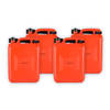 4x Jerrykan with funnel Red Polyethylene with lockable hood 10 liters With pouring spout Gasoline can