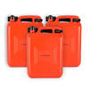 3x Jerrykan with funnel Red Polyethylene with lockable hood 10 liters With pouring spout Gasoline can