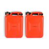 2x Jerrykan with funnel Red Polyethylene with lockable hood 10 liters With pouring spout Gasoline can