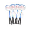 4 Sets with a total of 8 Badminton rackets and 12 Shuttlecocks aluminum/bio plastic Racket bag blue tennis bag