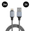 Caliber 2 x iPhone oplader kabel - Lightning USB Kabel - 2 meter - iPhone Kabel - Extra lange oplaadkabel - Sterke