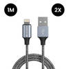 Caliber 2 x iPhone oplader kabel - Lightning USB Kabel - 2 Stuks iPhone Kabel - Sterke Nylon Oplaadkabel - Geschikt