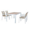AXI Zora Tuinset met 4 stoelen in Wit & Hout look Dining set voor tuin in Aluminium / PSPC