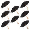 Bundel van 8: Modieuze zwarte paraplu's - Automatisch openend - Polyester - Stormparaplu - Diameter - 102cm
