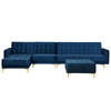 Beliani ABERDEEN - Modulaire Sofa-Blauw-Fluweel