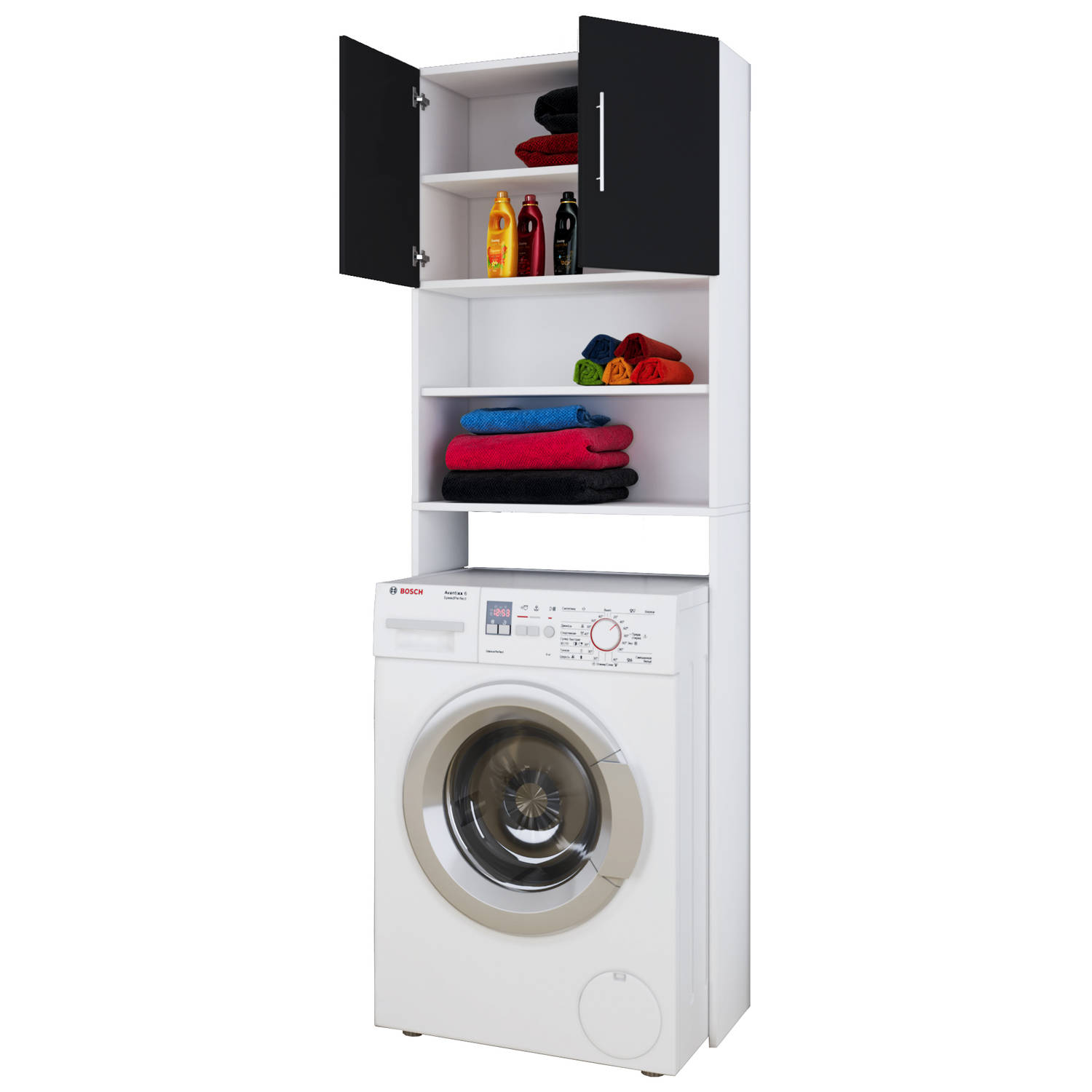 VCM Wasmachine kast wasmachine ombouw Jutas (zwart-wit)