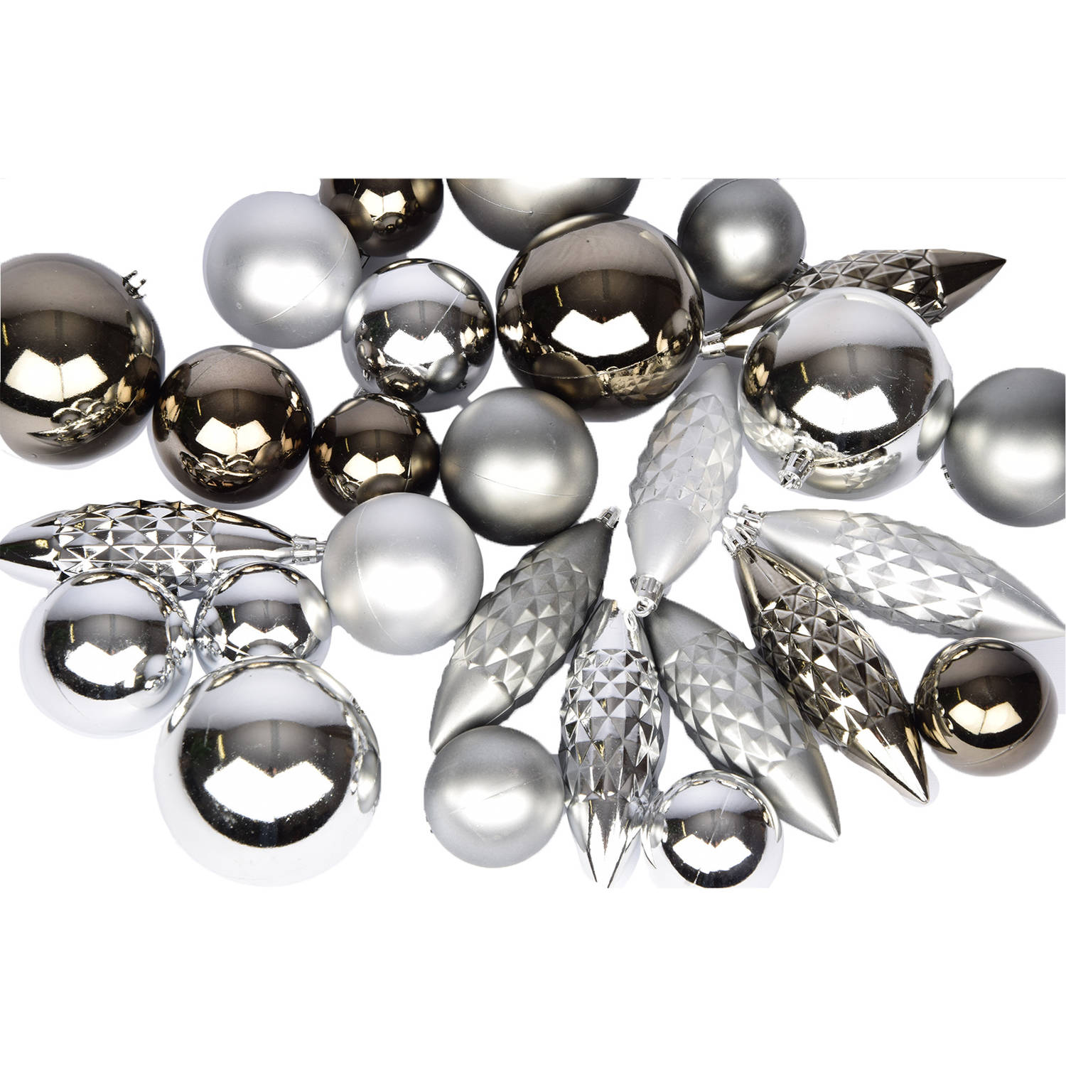 Kerstballen Set Zilveren Kunststof | Voordeelverpakking Kerstballen van 31 Stuks | Breng Magie in je Kerstdecoratie | Perfect voor Cadeaus – Inclusief Hangers