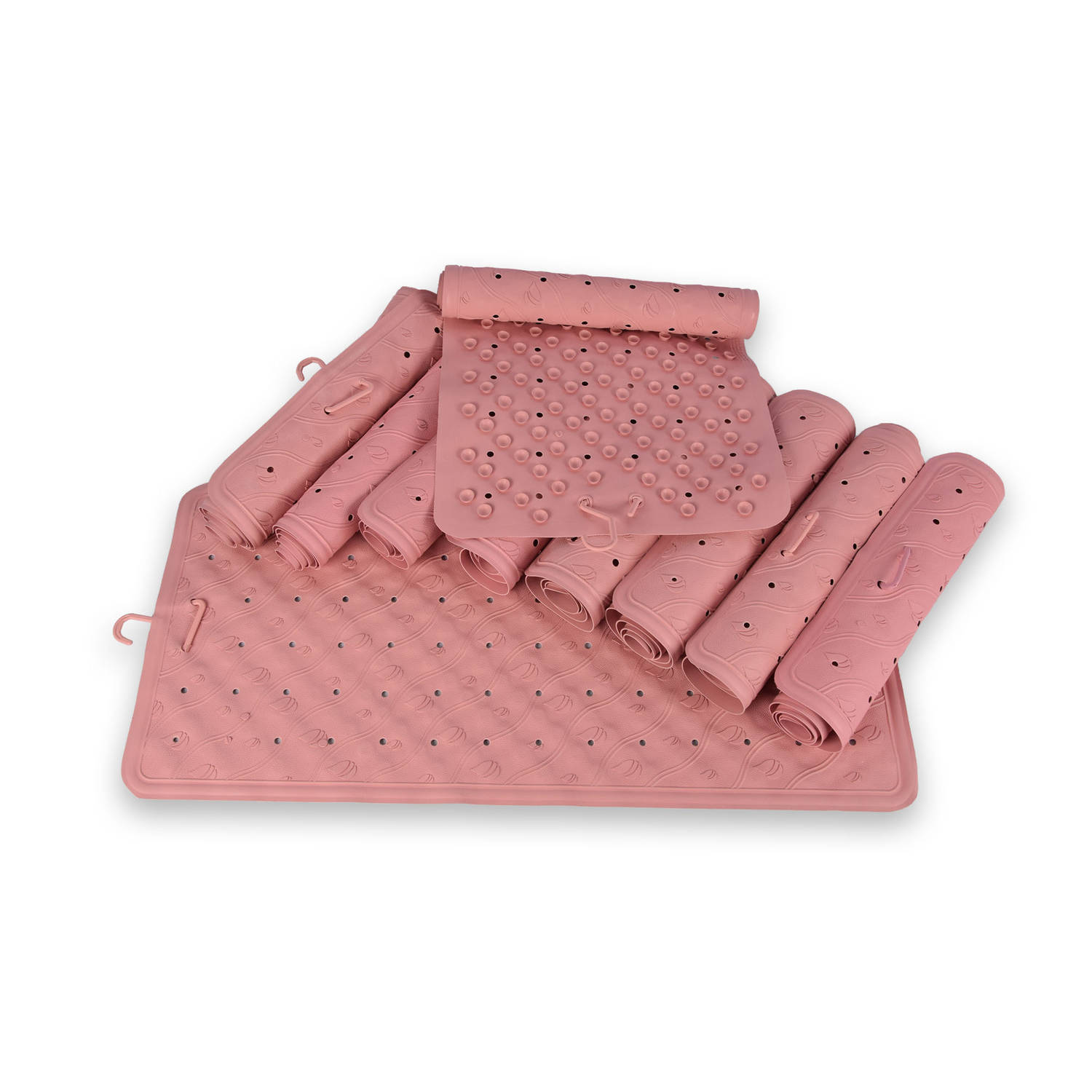 Voordelpak: Set van 10 Antislipmat Douche Roze 76x36cm – 100% Natuurlijk Rubber - Voor Badkamer & Sanitair