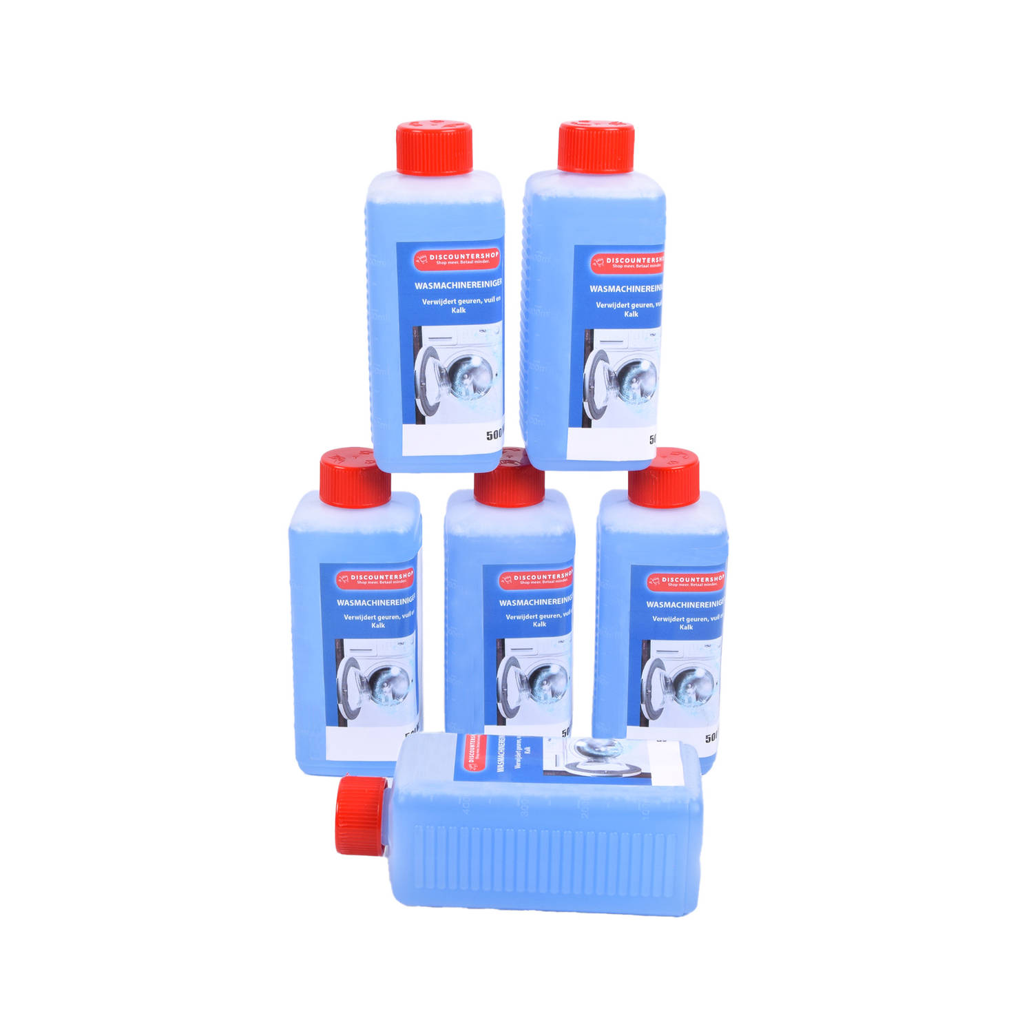 Wasmachinereiniger Strong 500ml - Set van 6 - Anti-Kalk Multireiniger voor Effectieve Onderhoud van Wasmachine - Blauw - Kunststof - Huishouden
