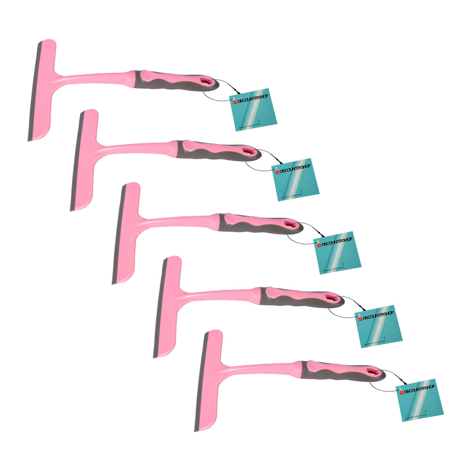 Discountershop Roze Handmatige Raamwisser Set - Multifunctioneel Schoonmaakgereedschap - Set van 5 - 16cm x 2cm x 26cm)