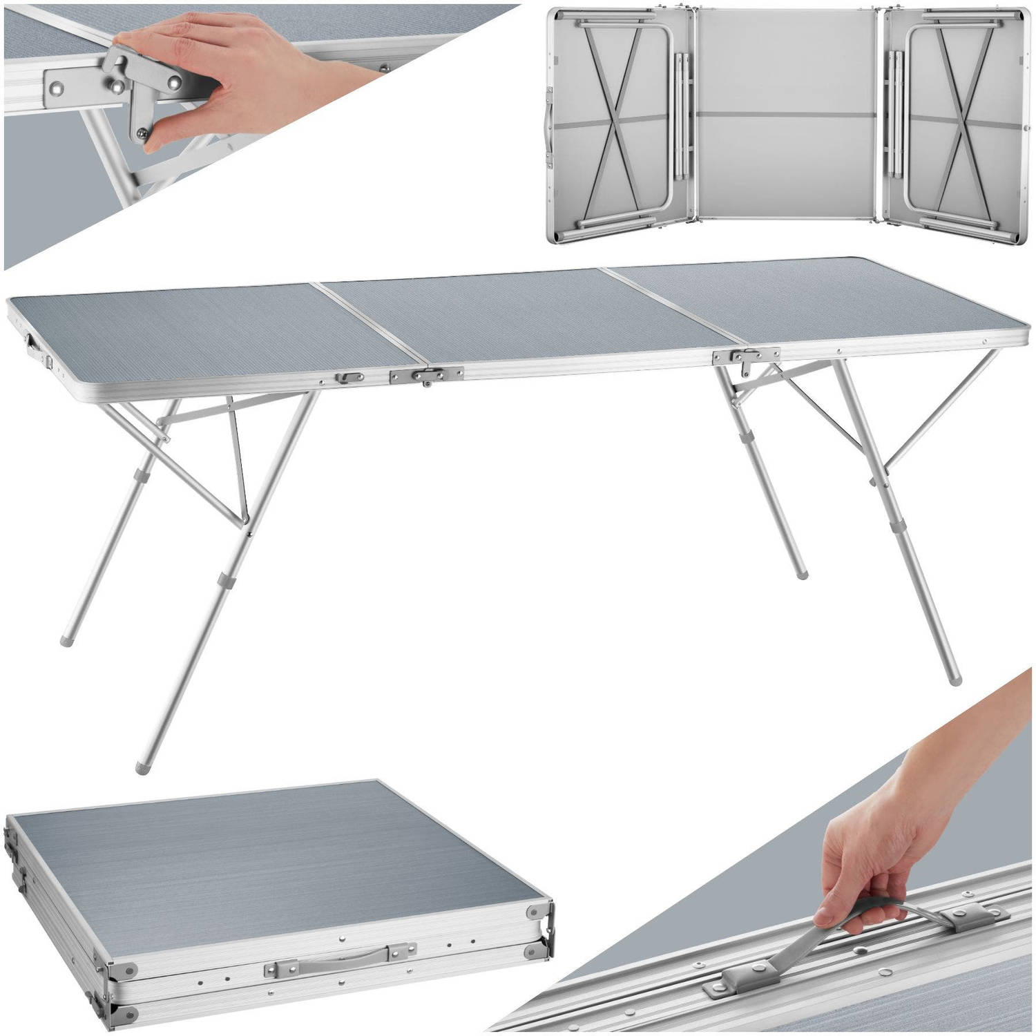 tectake® kampeertafel campingtafel Jumbo inklapbaar aluminium frame 180 x 70 x 70,5 cm