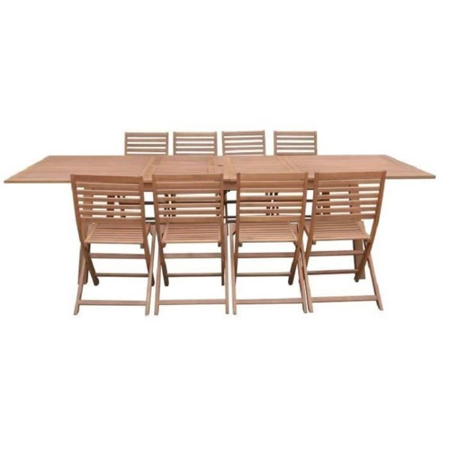 Tuinset 8 tot 12 personen Uitschuifbare tafel 200-250-300 x 100 cm + 6 stoelen FSC Eucalyptushout
