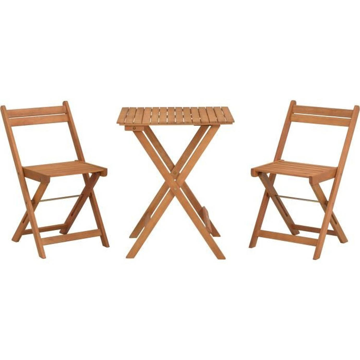 FSC Acacia Wood Set - samengesteld uit een vierkante tafel en 2 -opvouwbare stoelen
