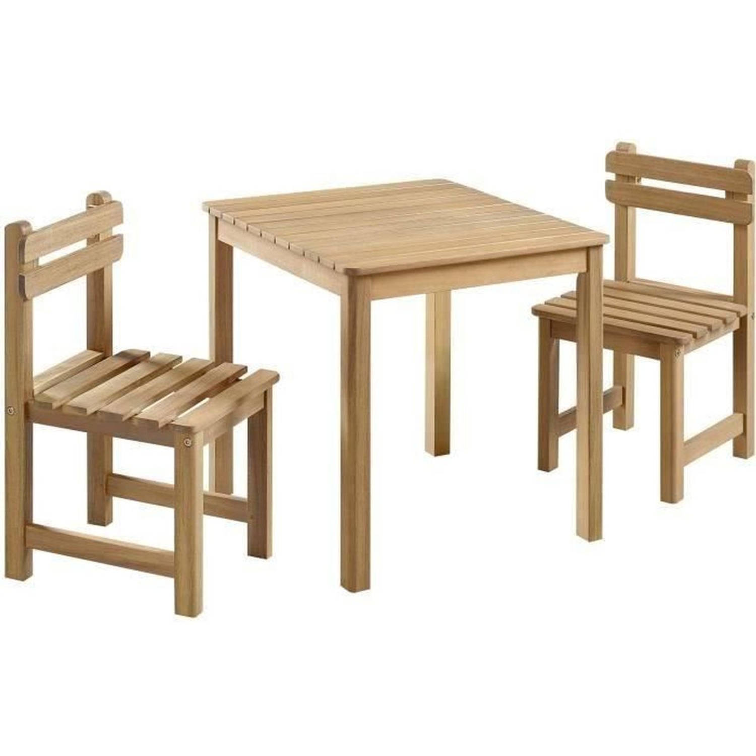 Tuinset voor kinderen vierkante tafel 65x65cm en 2 stoelen Houten Voor kinderen