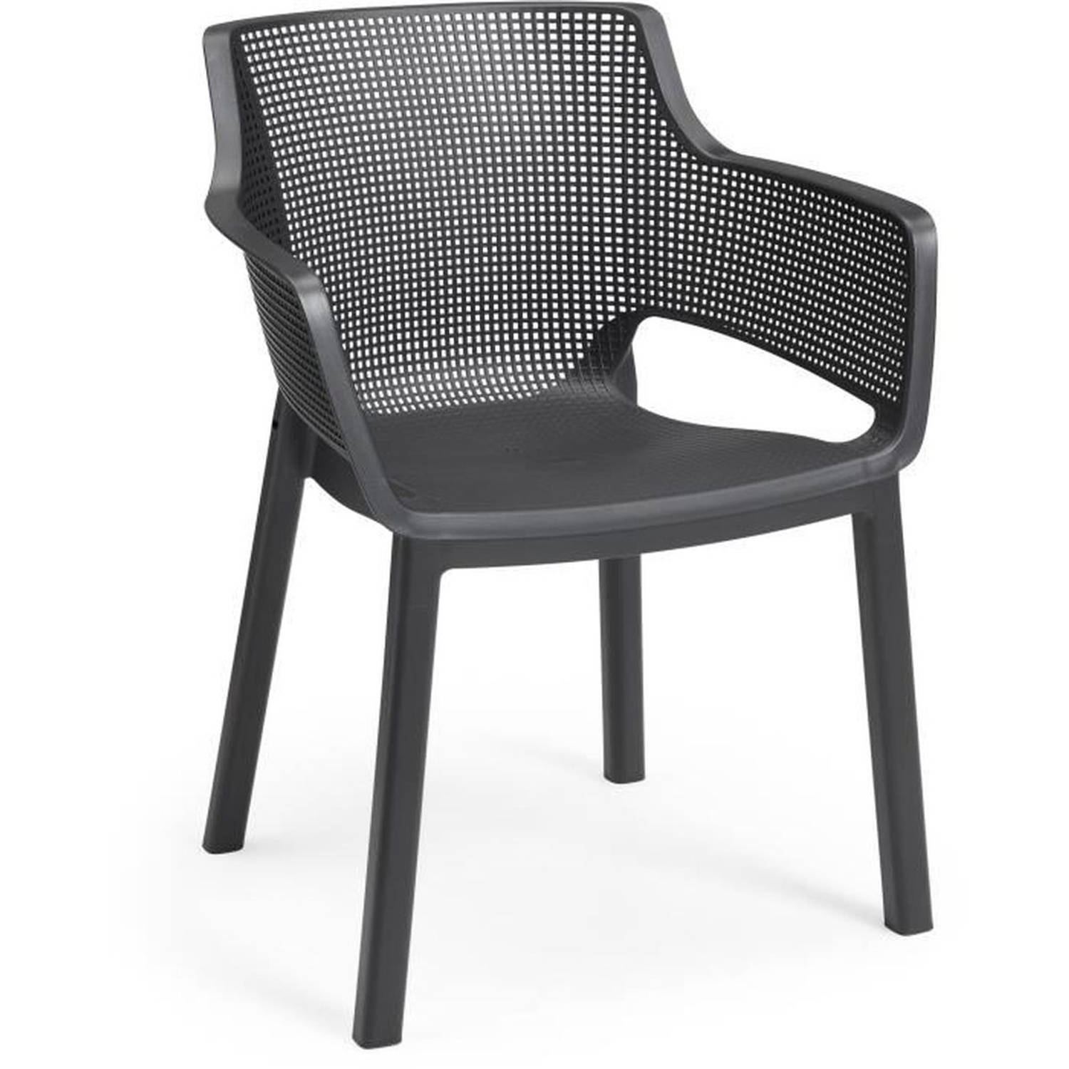 Veel van 6 monoblok fauteuils stapelbaar in kunsthars 3D (Mesh) co-afwerking ALLIBERT BY KETER