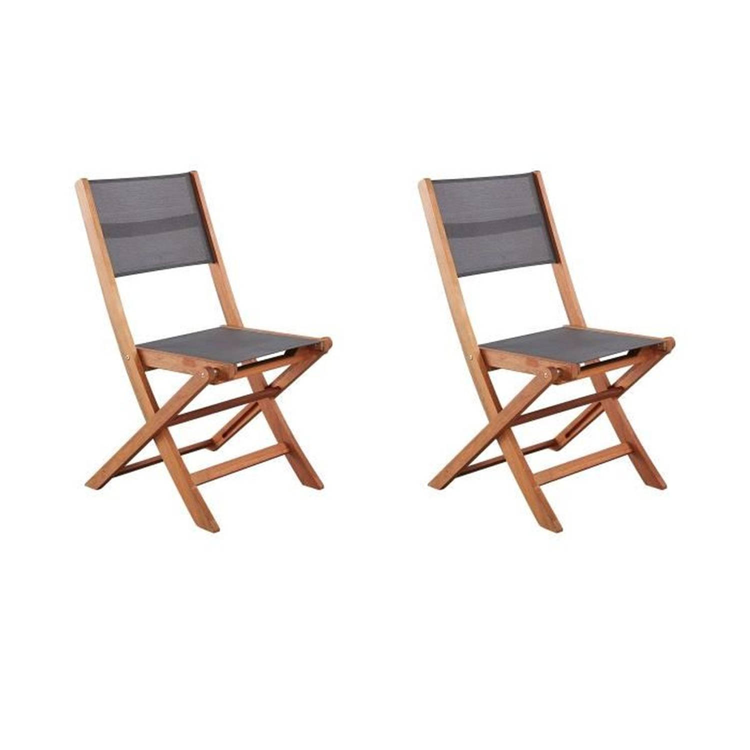 Set van 2 FSC en textilene acacia houten stoelen Grijs