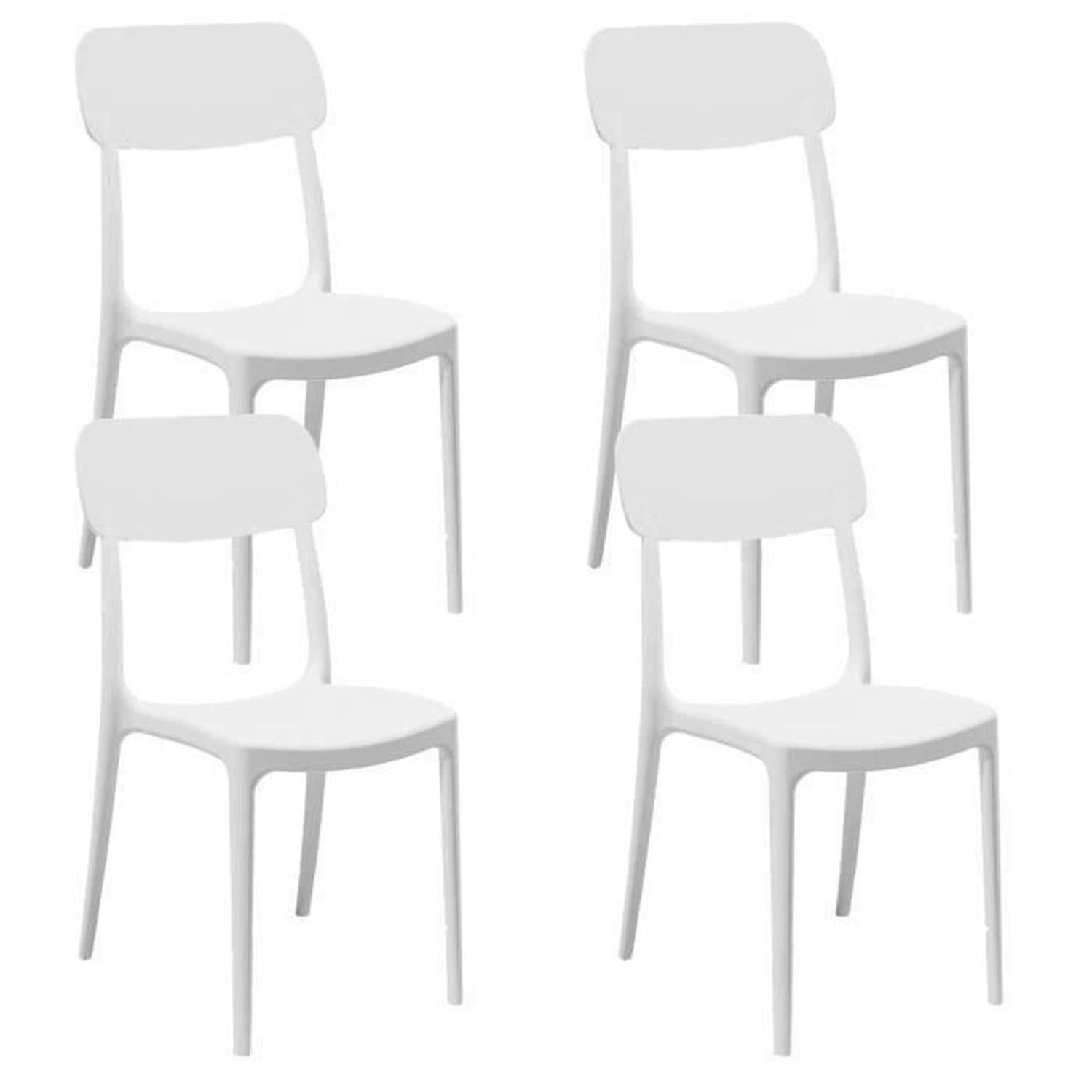 Set van 4 Calipso Areta Garden stoelen - 53 x 46 x H 88 cm - Wit