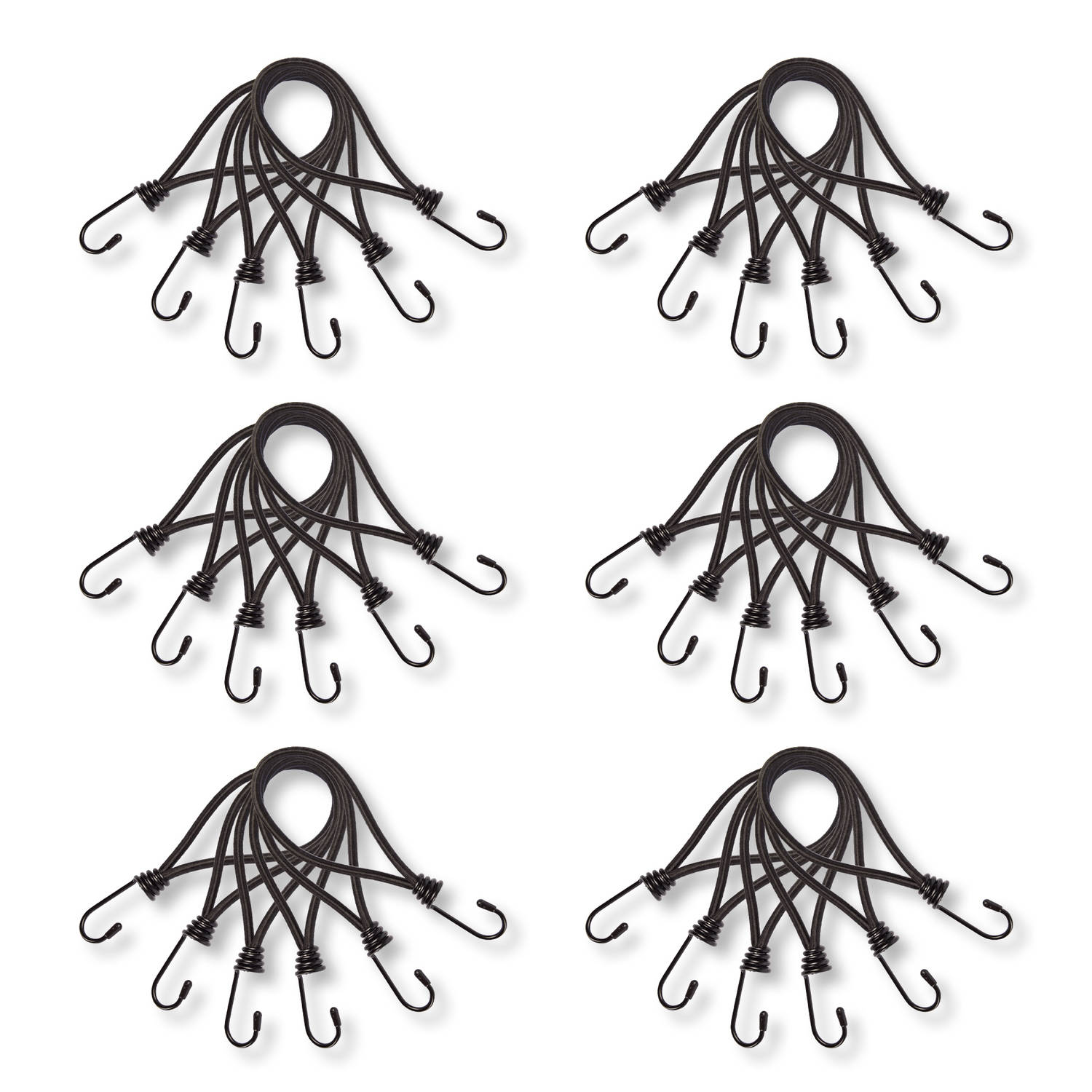 Mini Snelbinders met Haak | Set van 6 Spanelastiek – 6 Stuks in elke Set | Tentspanner 20 cm Length | Zwart Spinhaak