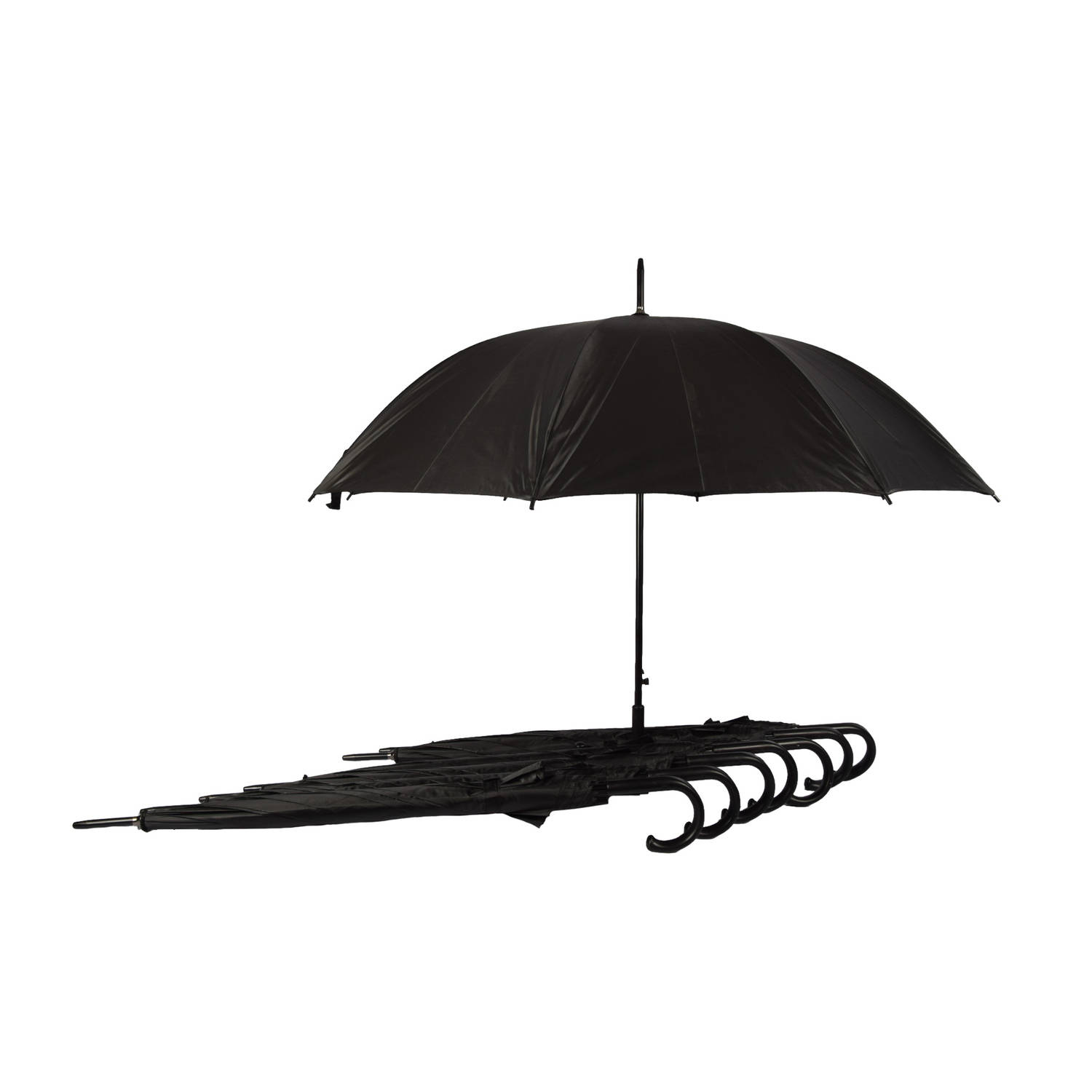 Set van 8 Zwarte Opvouwbare Paraplu's - Automatisch, Windproof - Heren en Dames - Polyester/Aluminium - Kamperen & Outdoor – 115cm Diameter