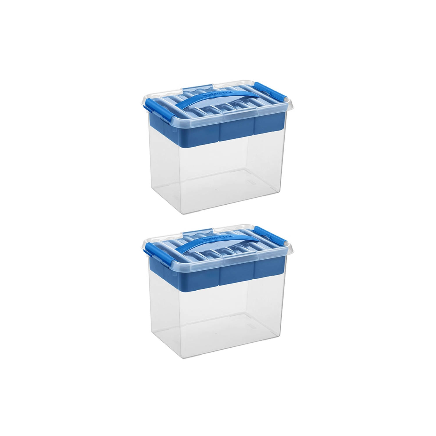 Q-line opbergbox met inzet 9L blauw Set van 2