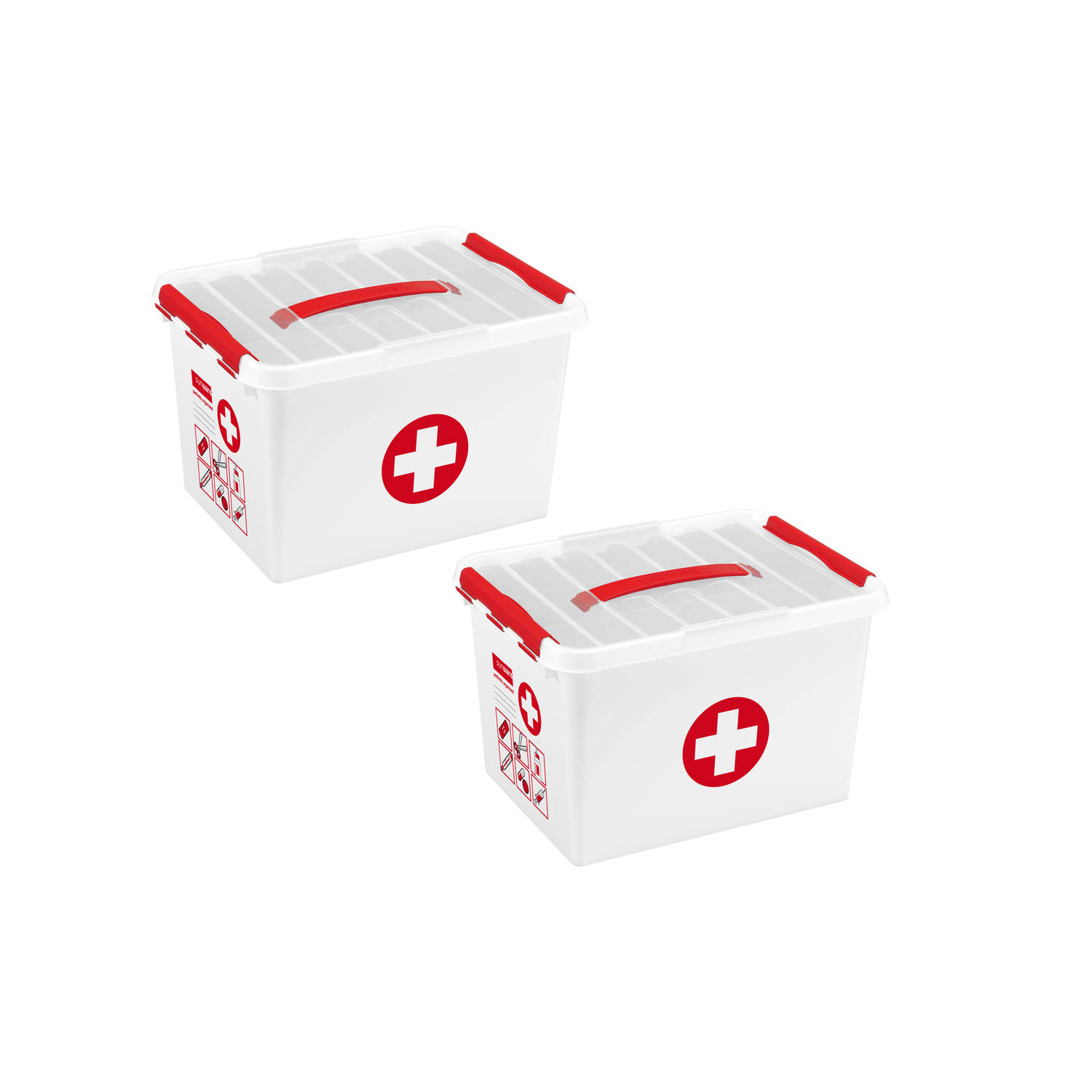 Sunware - Q-line EHBO doos met inzet 22L rood - Set van 2