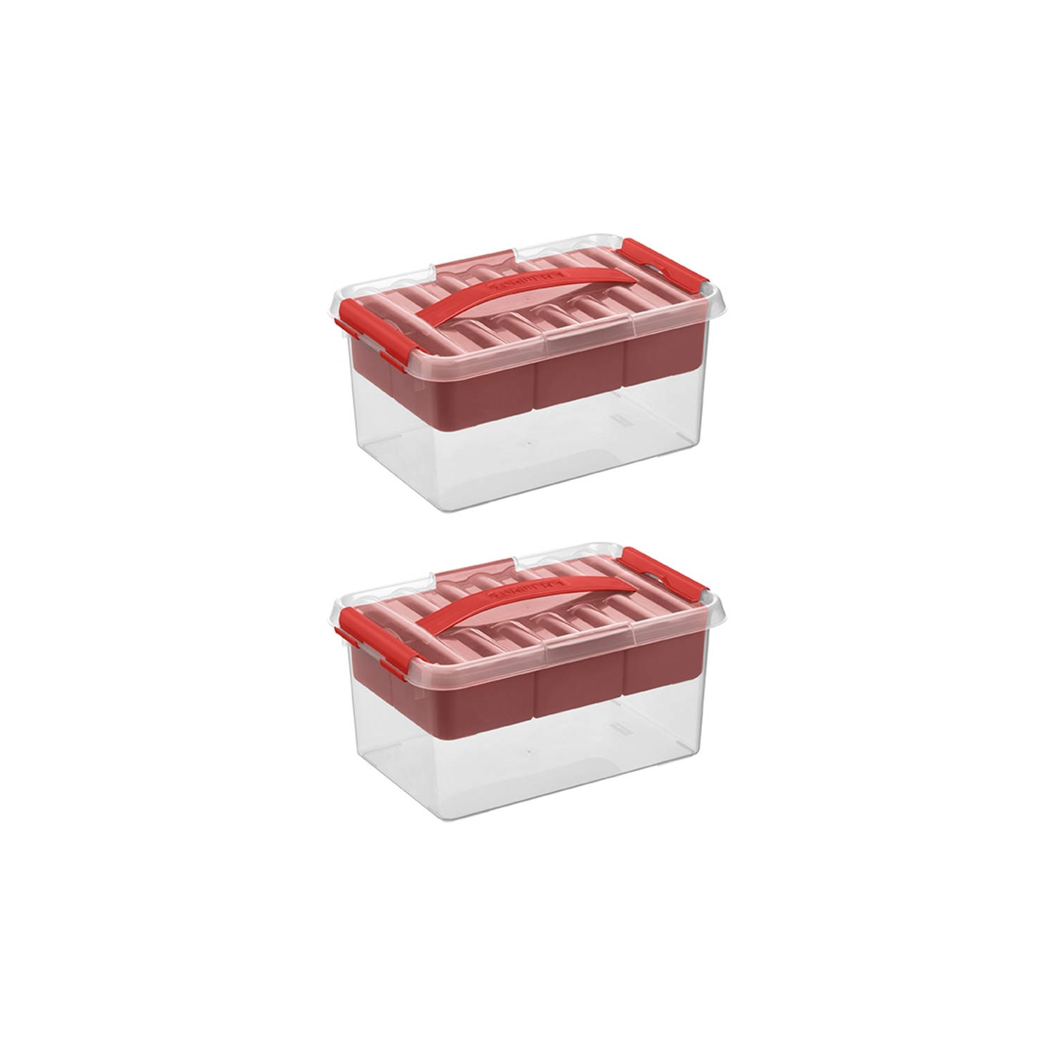 Sunware - Q-line opbergbox met inzet 6L rood - Set van 2