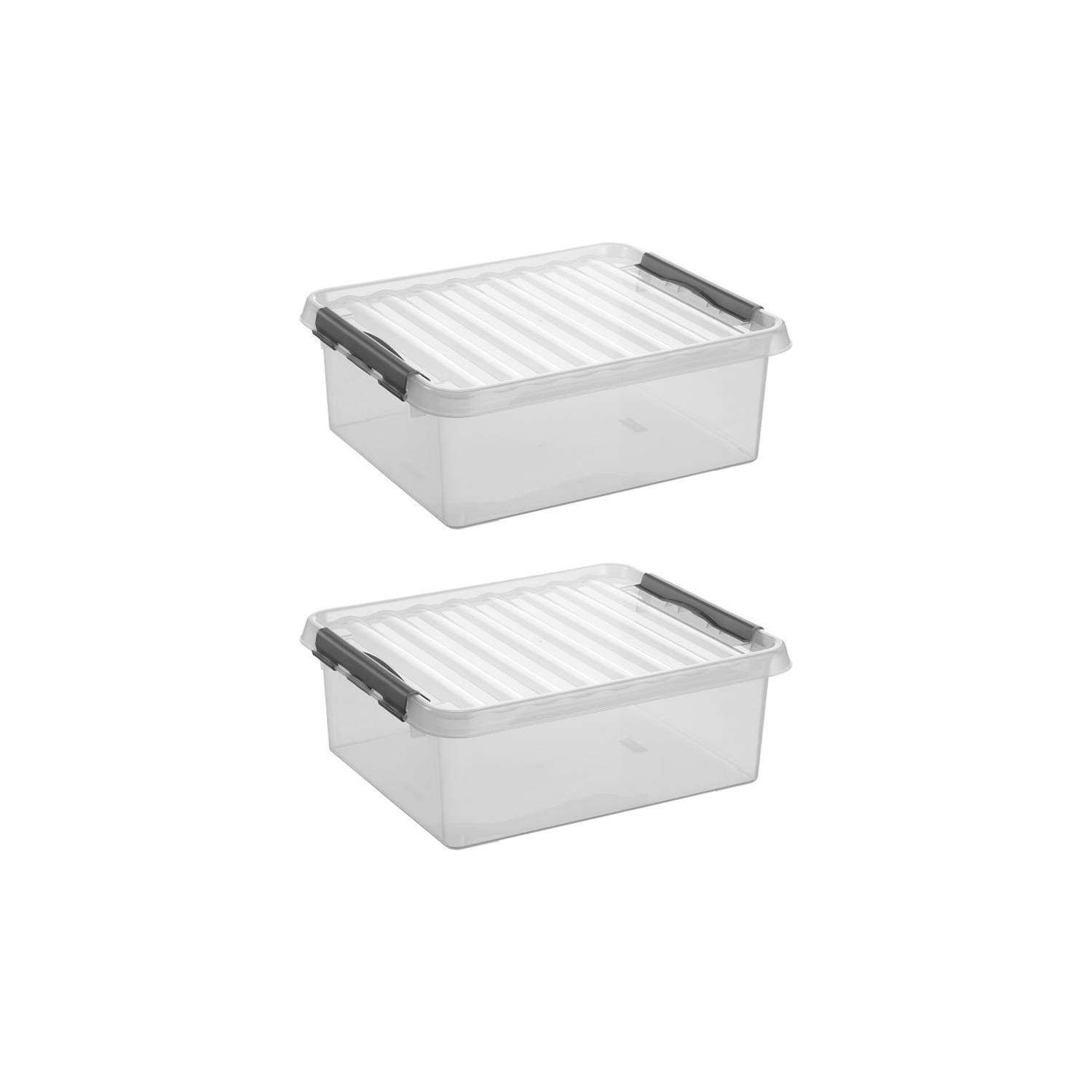 Sunware - Q-line opbergbox 25L - Set van 2 - Transparant/grijs