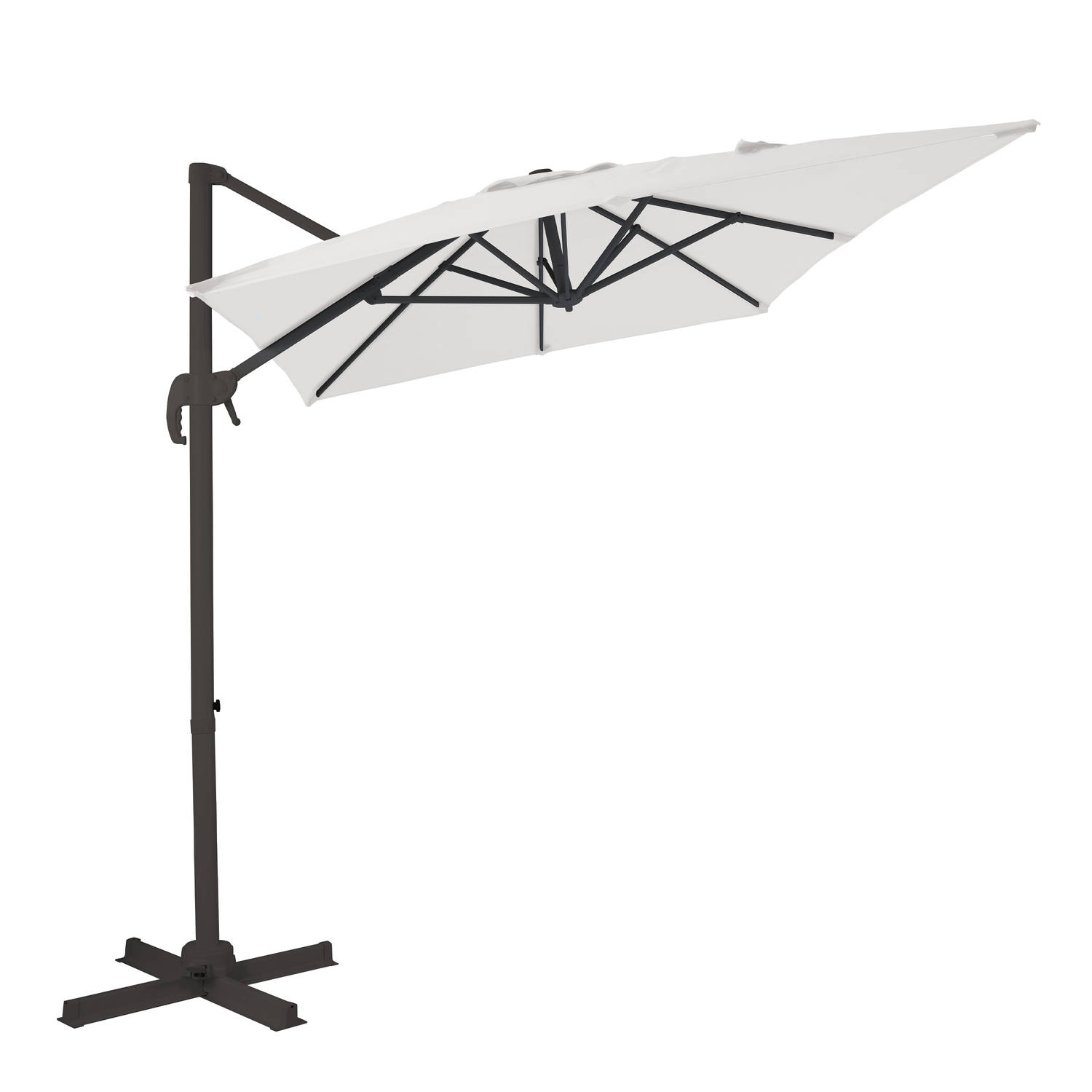 AXI Coco Zweefparasol 200x300 Antraciet/beige – Gepoedercoat aluminium frame met kruisvoet – 360° Draaibaar - Kantelbaar – UV werend doek